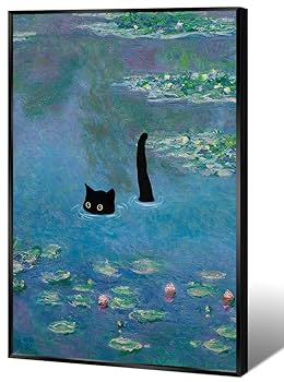 Amazon.co.jp: NONPAI モネ ポストラト 有名な花柄 面白い 黒猫